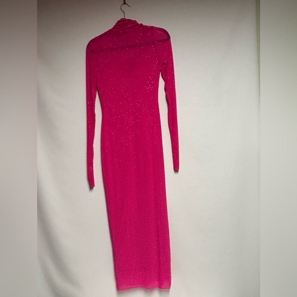 Elegant Pink Long Sleeve Dress small